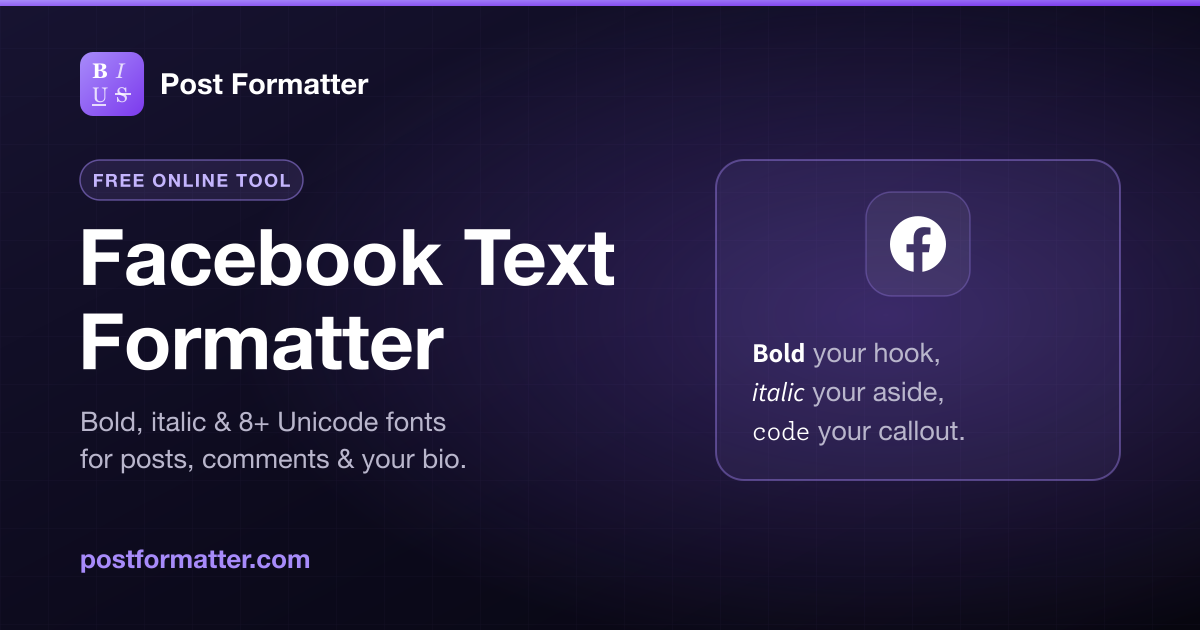 Facebook Text Formatter, Bold, Italic & Fancy Fonts (Free)