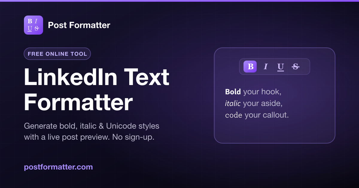 LinkedIn Text Formatter, Free Online Tool with Live Preview